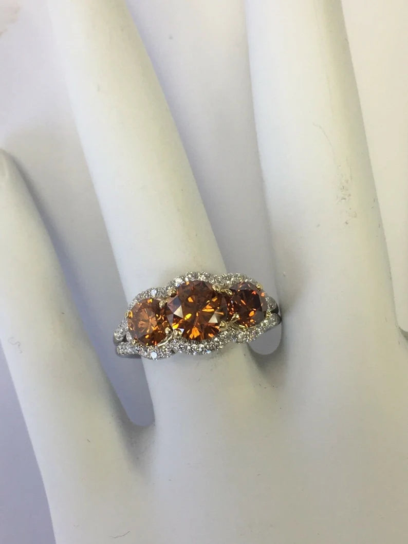GIA Certified 2.50 Carat Brilliant Natural Deep Orange Platinum Engagement Ring
