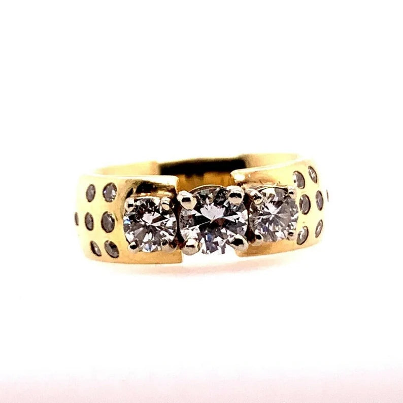 Modern Gold 1.40 Carat Natural Round Diamond Gem Stone Cocktail Engagement Ring