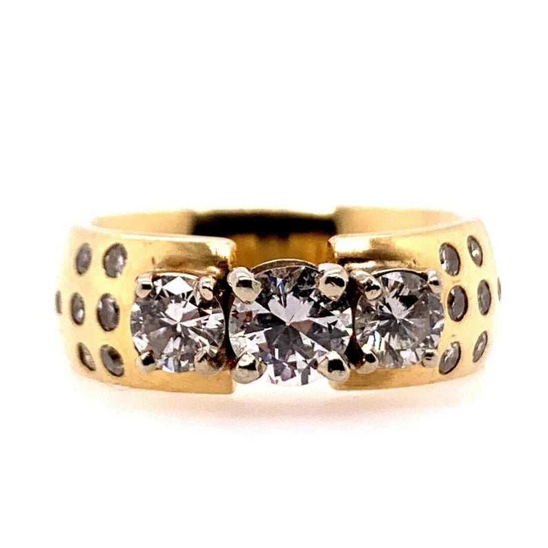 Modern Gold 1.40 Carat Natural Round Diamond Gem Stone Cocktail Engagement Ring
