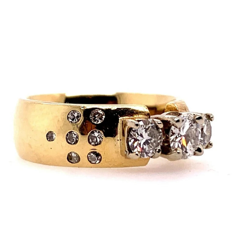 Modern Gold 1.40 Carat Natural Round Diamond Gem Stone Cocktail Engagement Ring