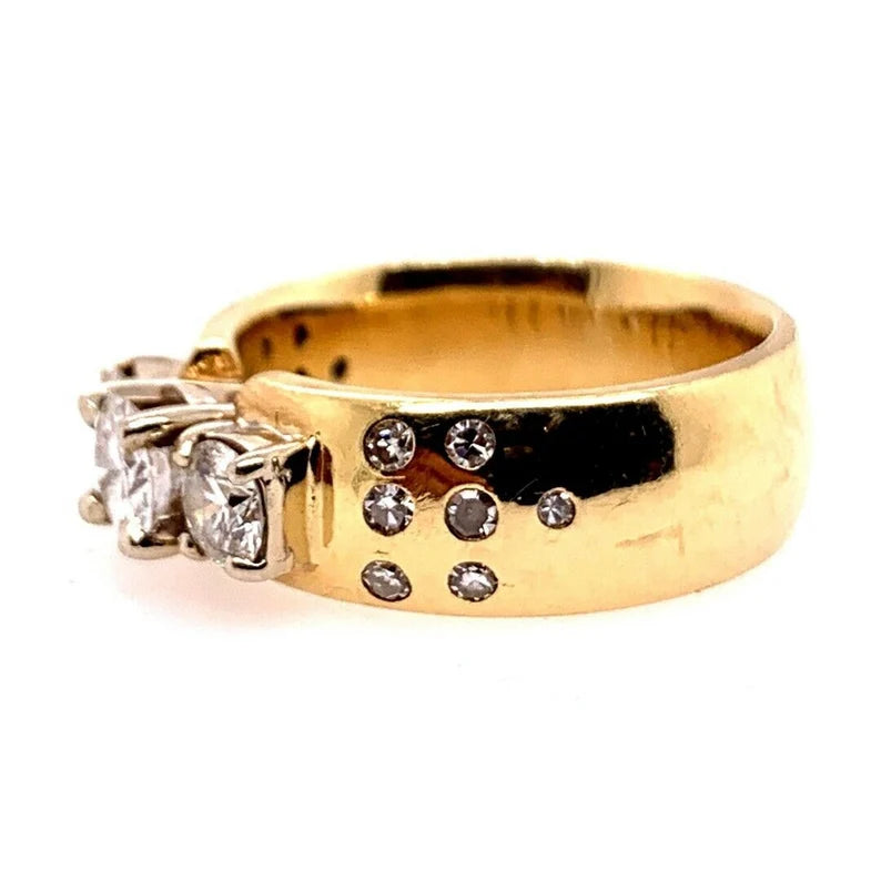 Modern Gold 1.40 Carat Natural Round Diamond Gem Stone Cocktail Engagement Ring