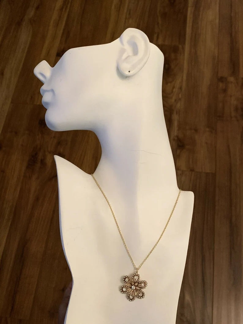 Victorian Gold Pendant & Brooche .65 Carat Natural Old Euro Diamond & Pearl Pin