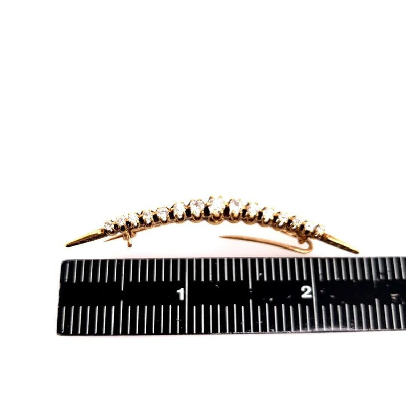 Victorian Gold 1 Carat Pin Natural Old European Diamond Brooche Circa 1910