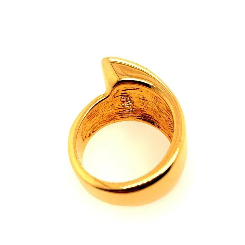 Retro Gold Ring 1 Carat Natural Deep Blue Sapphire Trillion Gem Stone Circa 1960