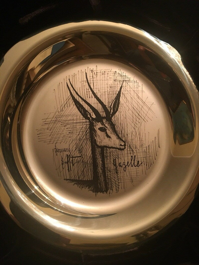 Bernard Buffet GAZELLE Plate Sterling Silver Collector Franklin Vintage Estate