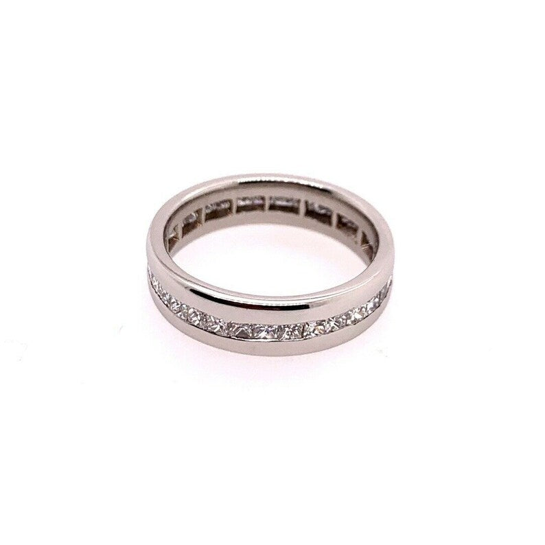 Modern Platinum Band 2 Carat Natural Princess Cut Colorless Diamond Engagement