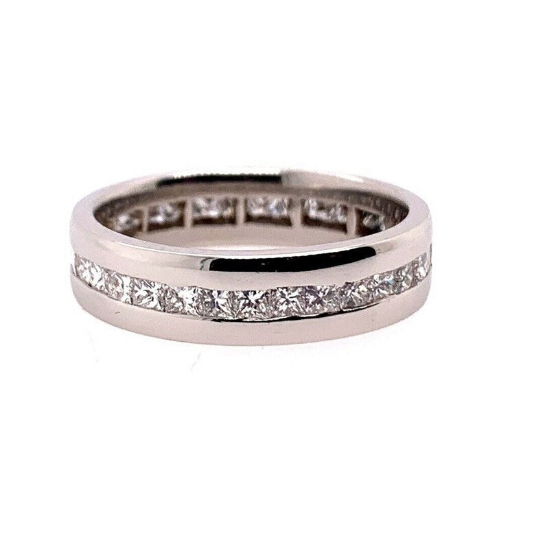 Modern Platinum Band 2 Carat Natural Princess Cut Colorless Diamond Engagement