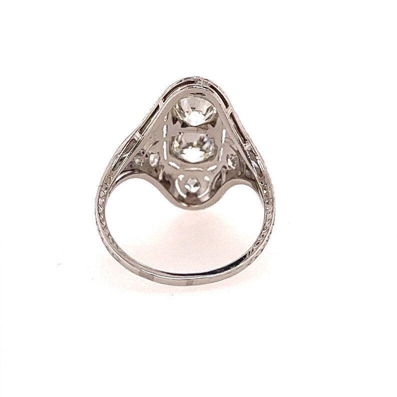 Platinum 1.75 Carat Old Mine Natural Round Brilliant Diamond Ring Circa 1930