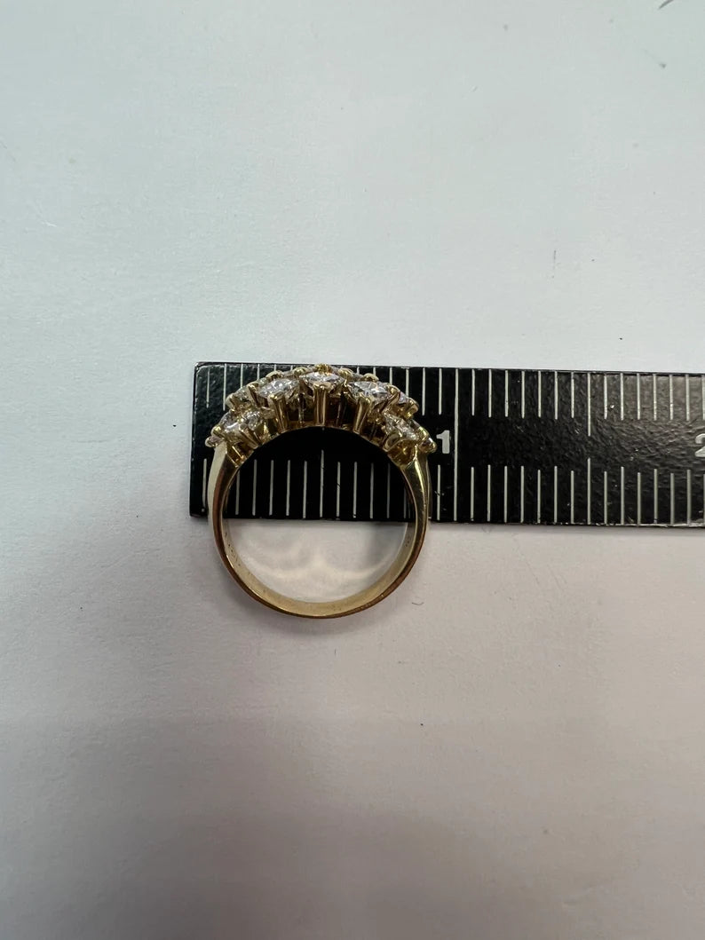 Retro Gold Cocktail Ring 2 Carat Natural Colorless Princess Diamond Circa 1970