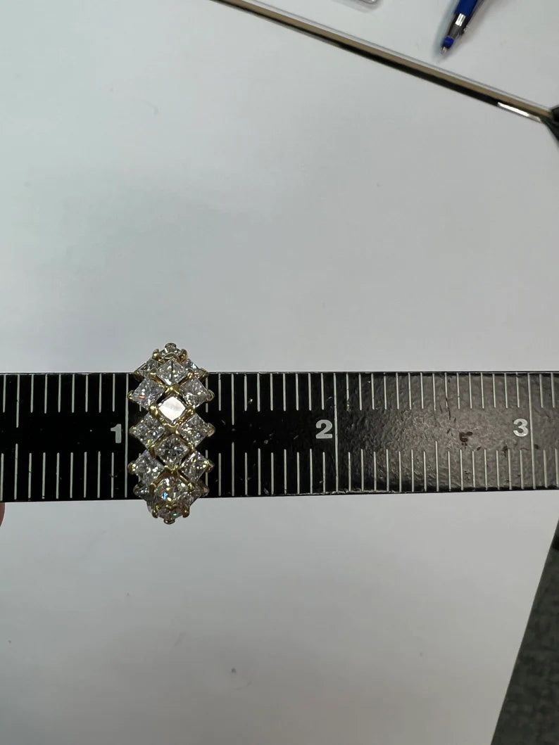 Retro Gold Cocktail Ring 2 Carat Natural Colorless Princess Diamond Circa 1970