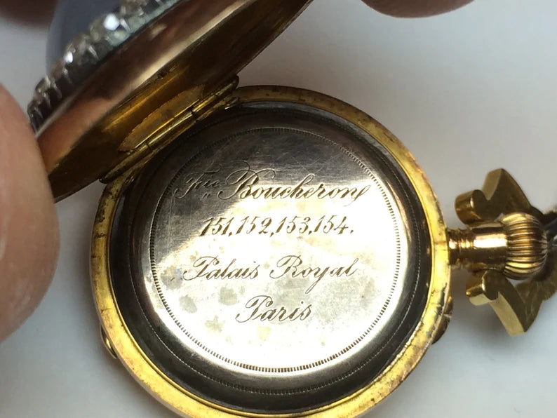 Original Boucheron Star Sapphire and Diamond Gold Necklace Circa 1900 with Clock