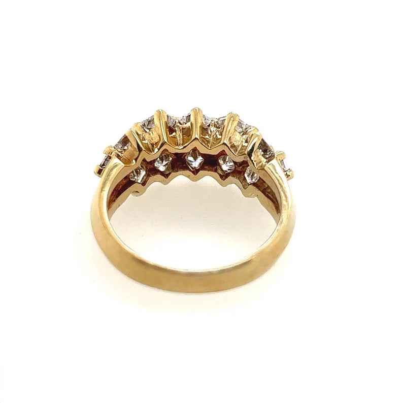 Retro Gold Cocktail Ring 2 Carat Natural Colorless Princess Diamond Circa 1970