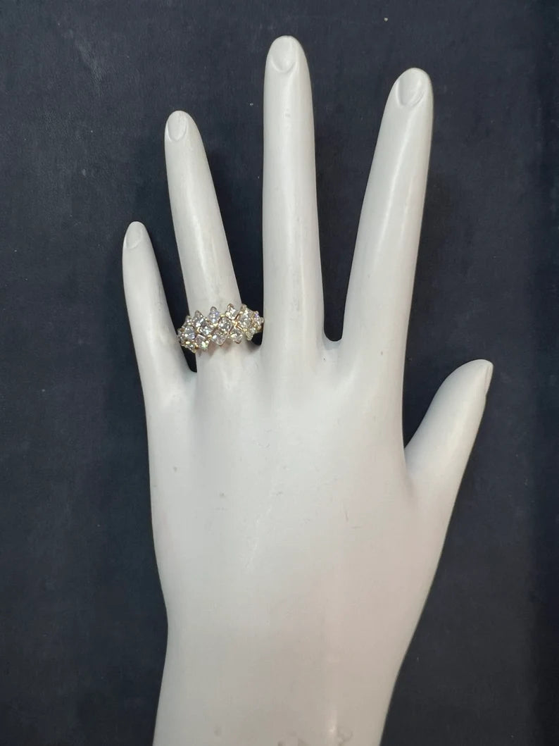 Retro Gold Cocktail Ring 2 Carat Natural Colorless Princess Diamond Circa 1970