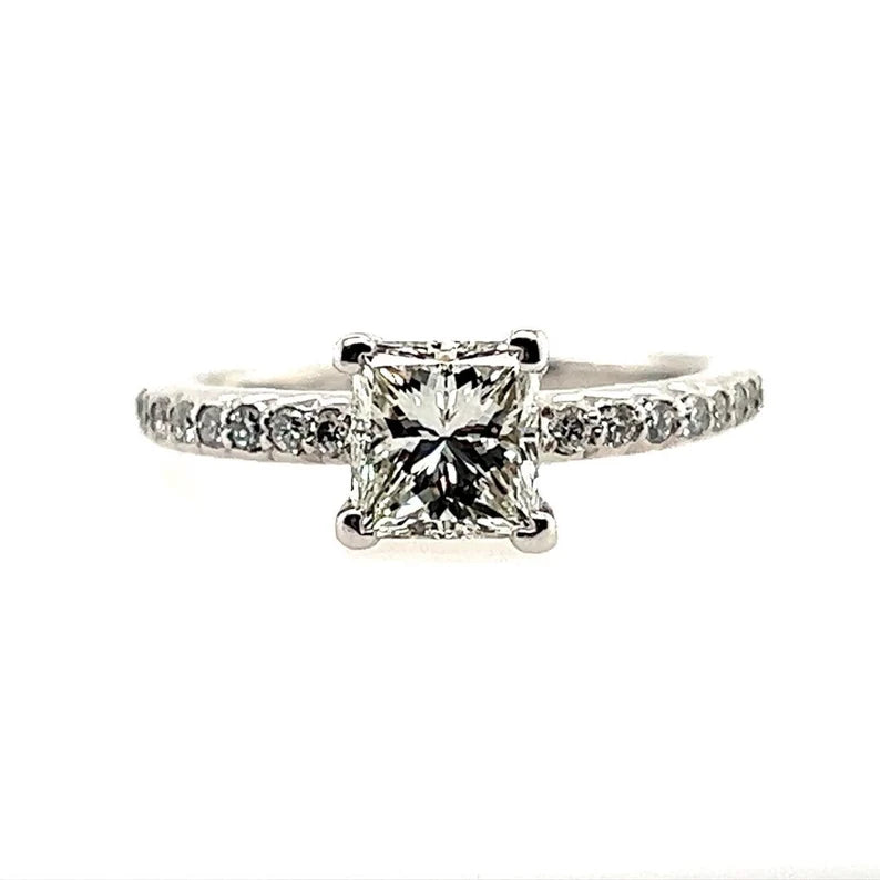 Modern Gold 1.11 Carat EGL USA Certified Natural H VVS2 Princess Diamond Ring