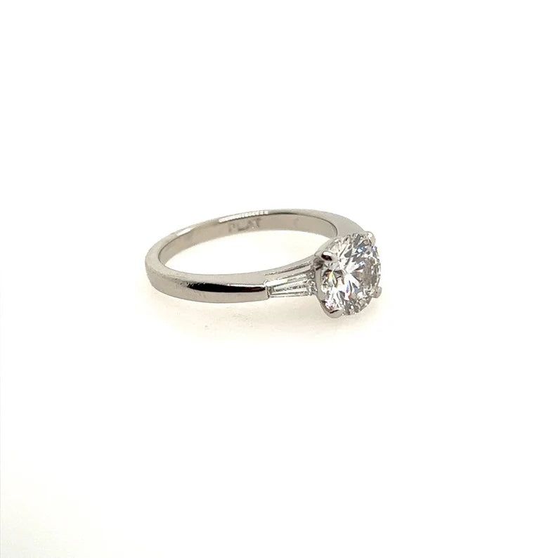 GIA Certified 1.10 Carat Natural Round Diamond E  VS1 XXX Plat Engagement Ring
