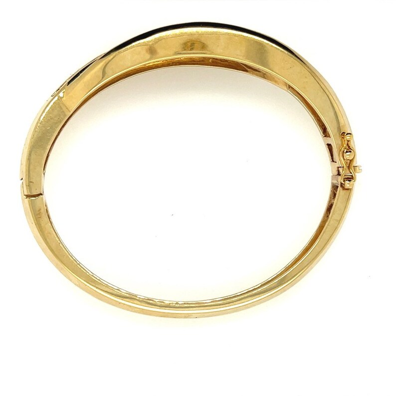 Retro Gold 3.57 Carat Natural Baguette Colorless VS Diamond Bangle Bracelet