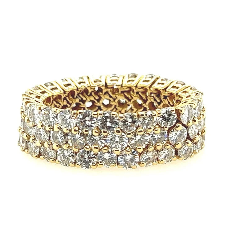 Modern Gold 8 Carat Natural Round Brilliant Diamond Flexible Band Size 9 Ring