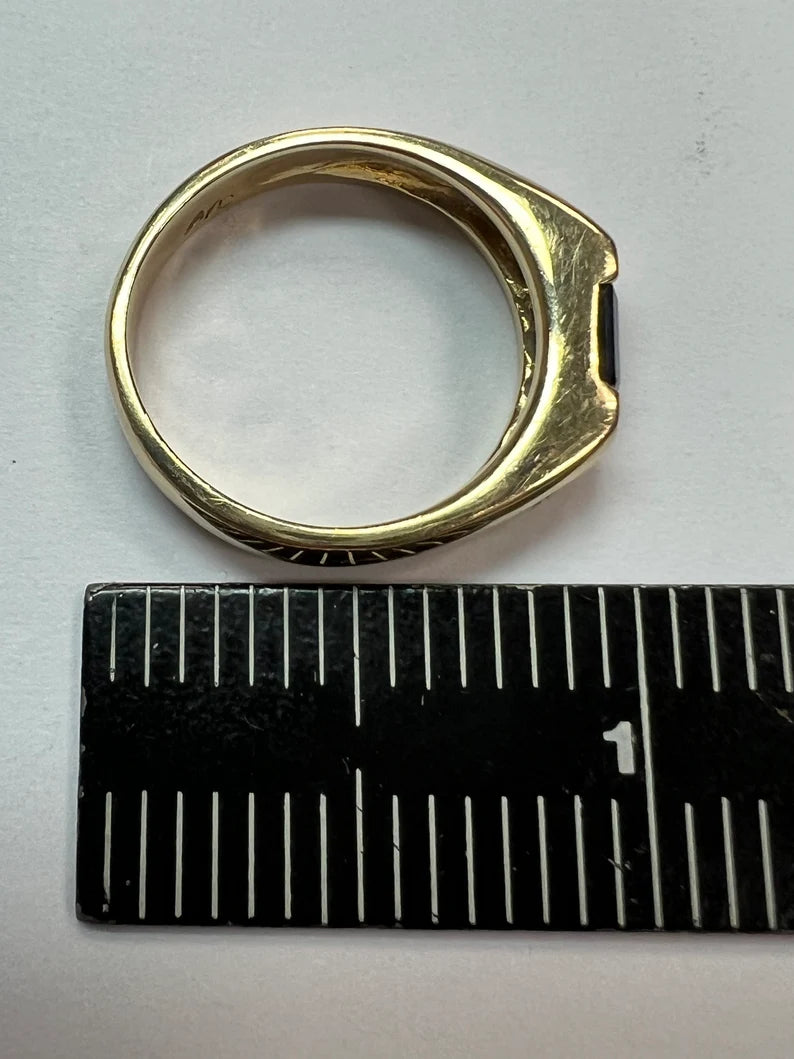 Retro Gold 1.31 Carat Natural Diamond and Blue Sapphire Cocktail Ring Circa 1980