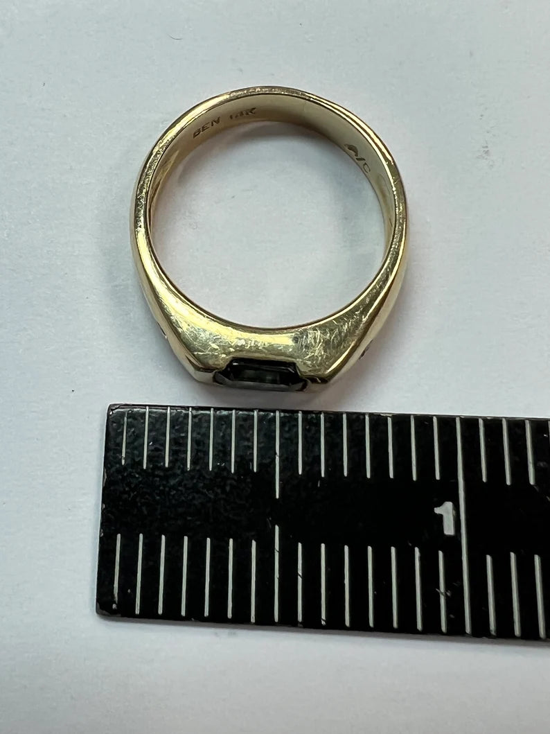 Retro Gold 1.31 Carat Natural Diamond and Blue Sapphire Cocktail Ring Circa 1980