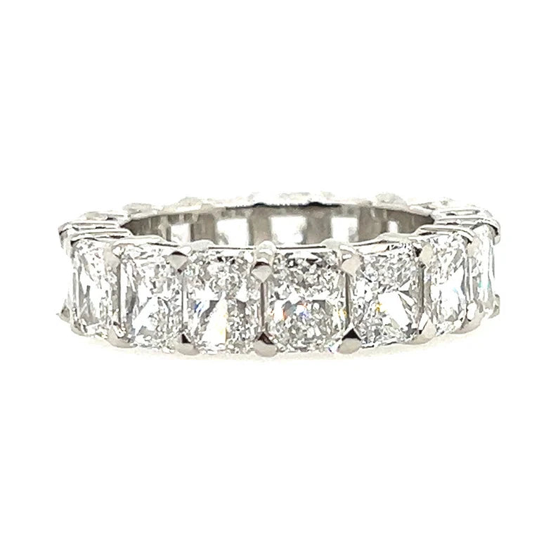 GIA Certified 6.94 Carat Platinum Radiant D-E VS+ Natural Diamond Eternity Band