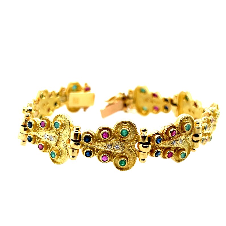 Retro Gold Full Set 9.40 Carat Natural Multi Color Gemstone & Diamond Circa 1980