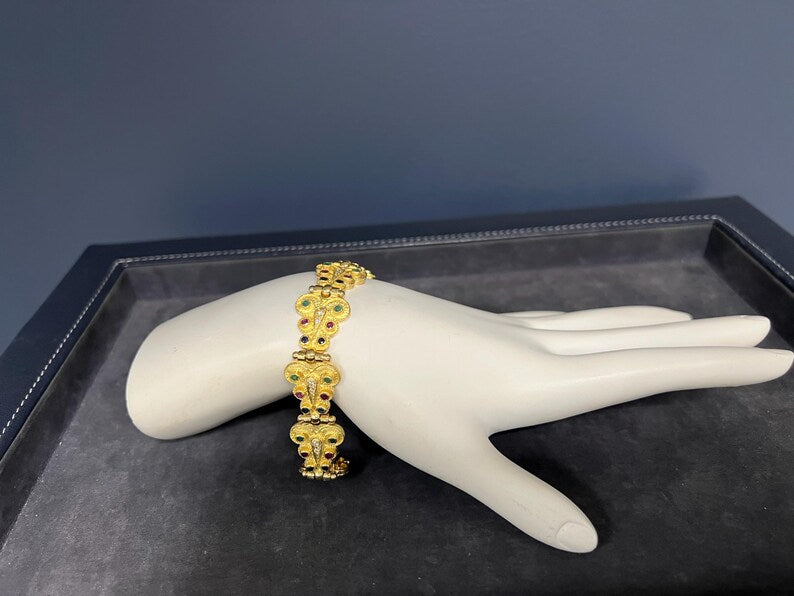 Retro Gold Full Set 9.40 Carat Natural Multi Color Gemstone & Diamond Circa 1980