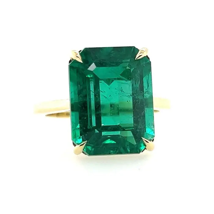 Modern Gold 8.27 Carat AGL Certified Natural Zambian Green Emerald Cocktail Ring