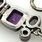 Retro Silver 925 Purple Oval & Emerald Cut Natural Amethyst Bracelet Circa 1960