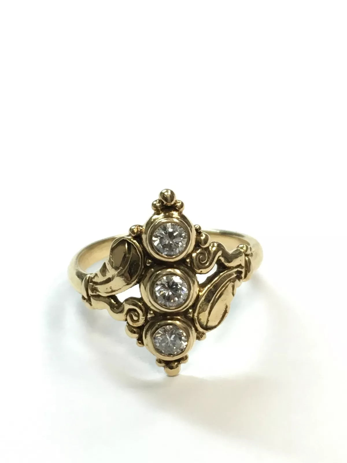Retro Gold 0.65 Carat Natural Round Brilliant Colorless Diamond Engagement Ring