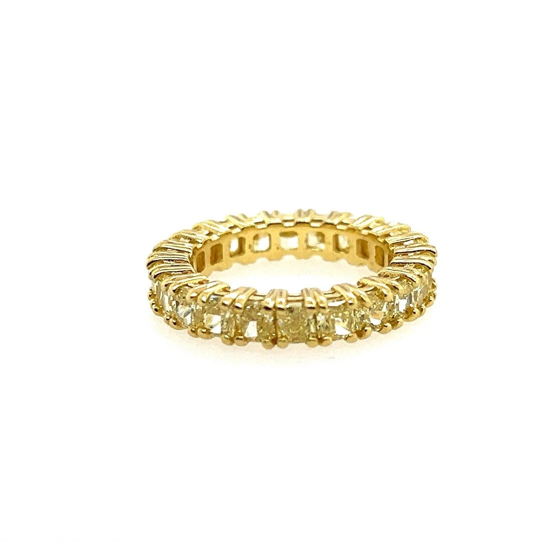 Modern Gold GIA Certified 3 Carat Fancy Intense Yellow Diamond Engagement Band