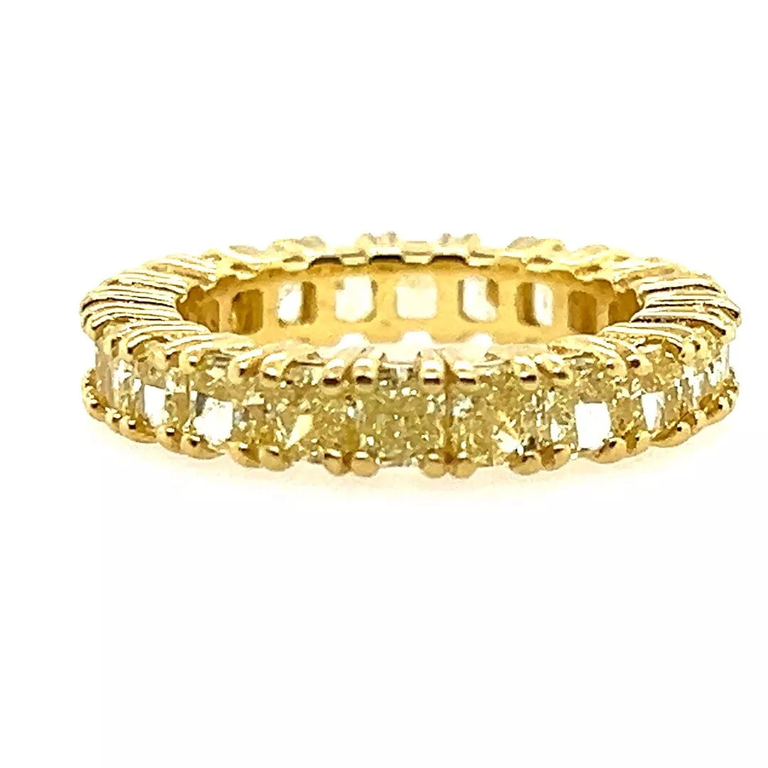 Modern Gold GIA Certified 3 Carat Fancy Intense Yellow Diamond Engagement Band