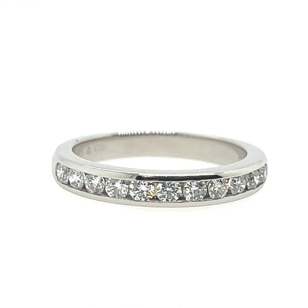 Modern Tiffany & Co Natural .17 Carat Diamond Halfway Platinum Engagement Band