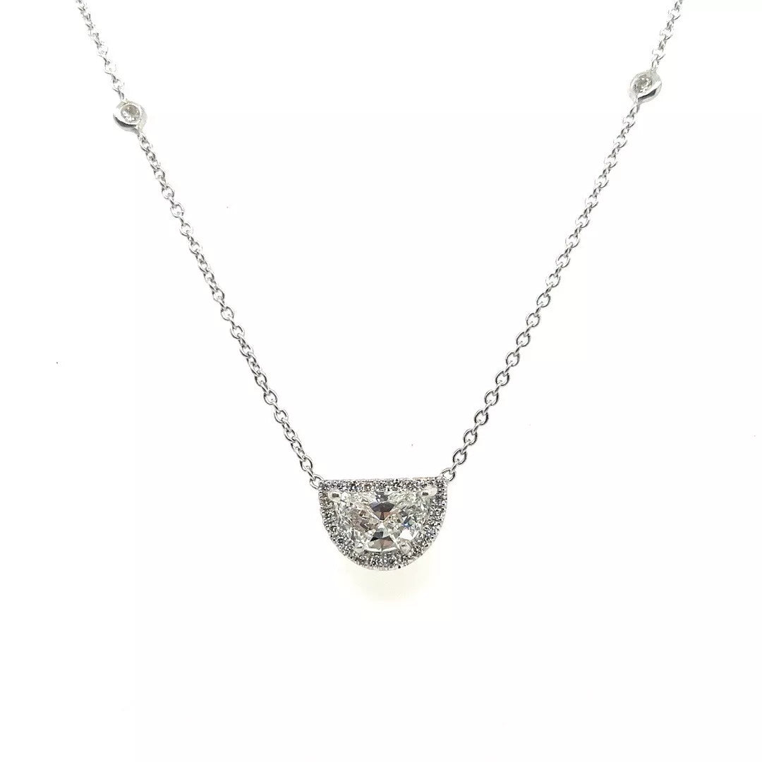 Platinum 1.27 Carat GIA Certified Rare Natural Half Moon Diamond I VVS1 Pendant