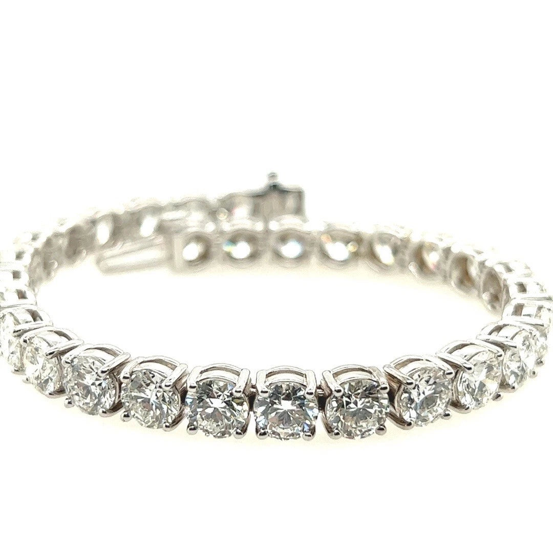 GIA Certified 21.22 carat Natural Round Brilliant E-F Diamond Tennis Bracelet