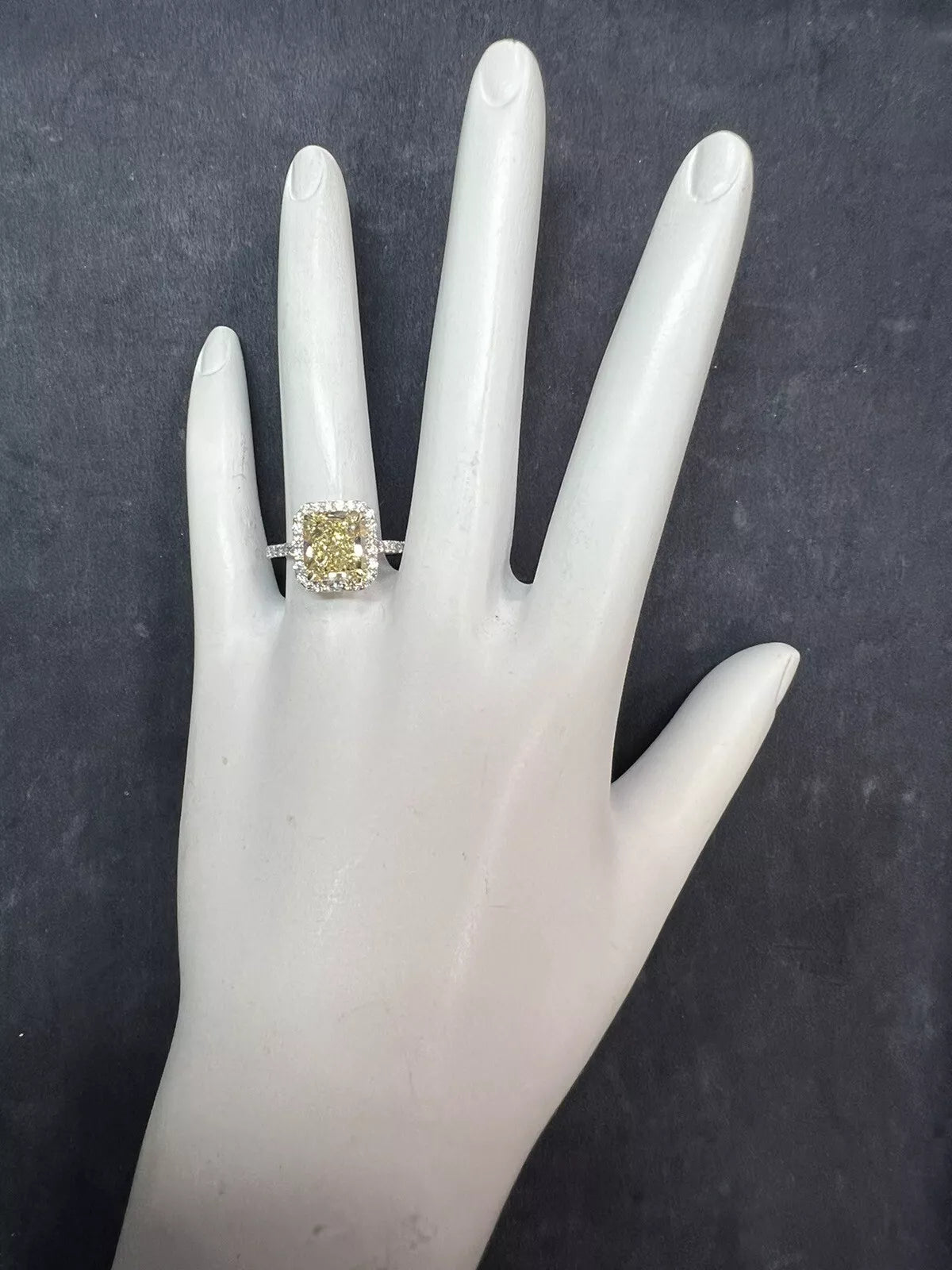 GIA Certified 3.61 Carat Natural YZ Light Yellow VS2 Diamond Plt Engagement Ring