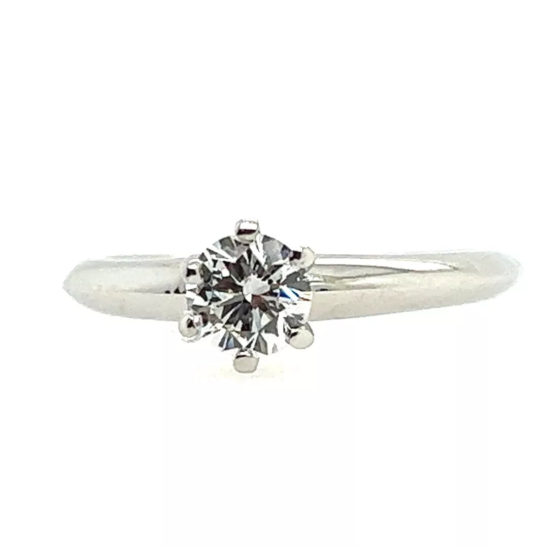 Tiffany & Co .46 Carat GIA Certified H VS2 Round Natural Diamond Engagement Ring