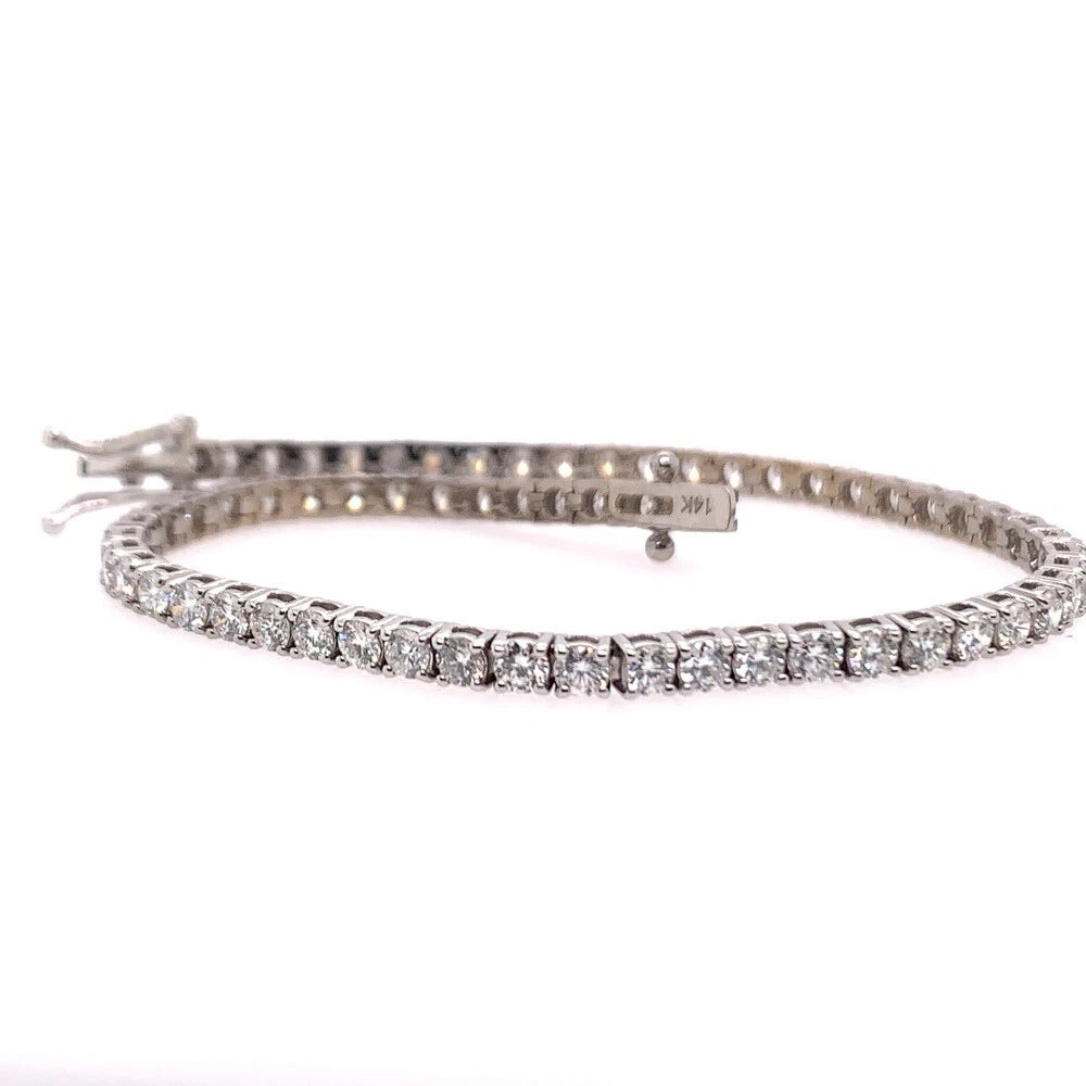 Modern Gold 3.50 Carat Natural Round Diamond Tennis Bracelet G Color VS-SI Gem