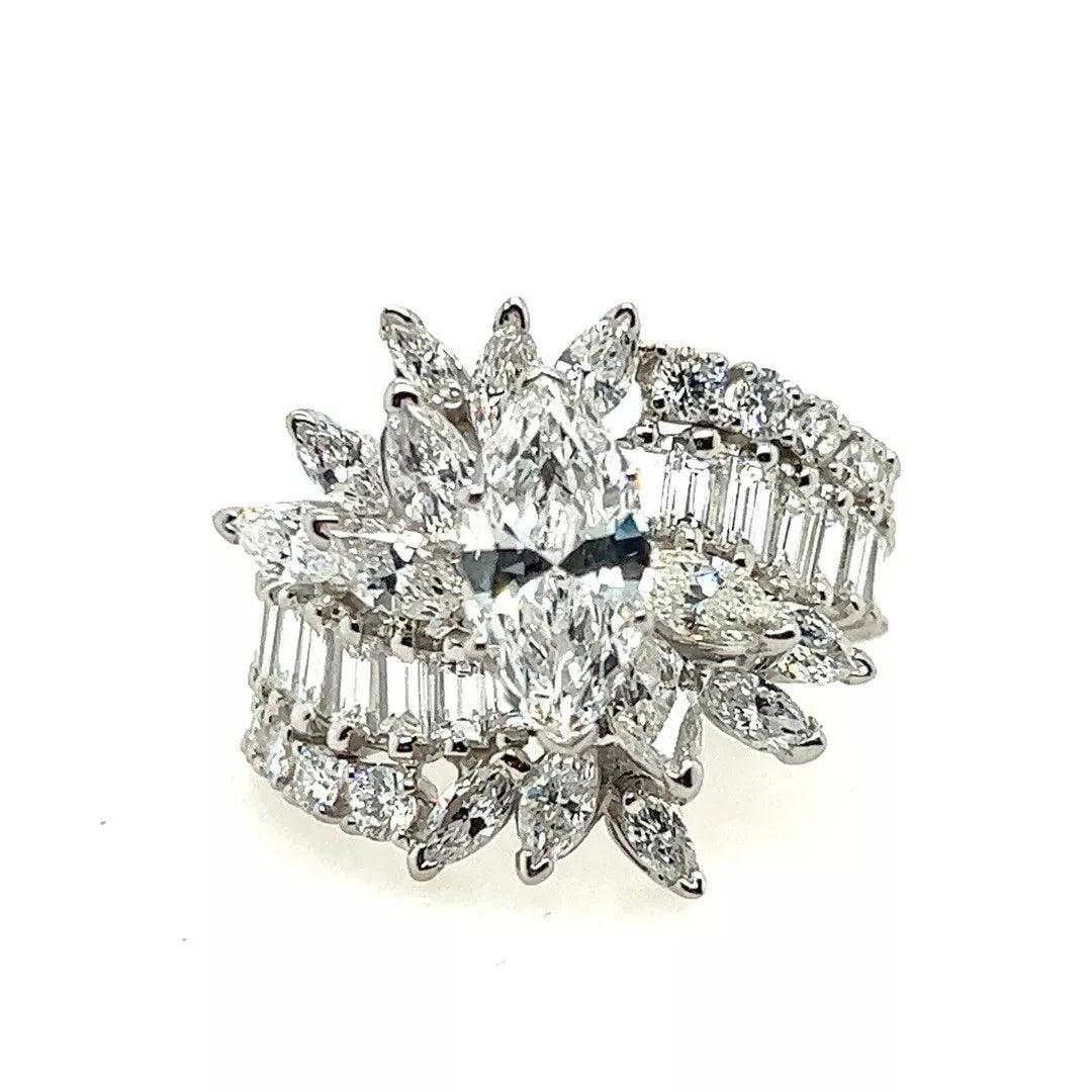 GIA Certified 1.40 Carat Natural Marquise E SI1 Platinum Diamond Engagement Ring