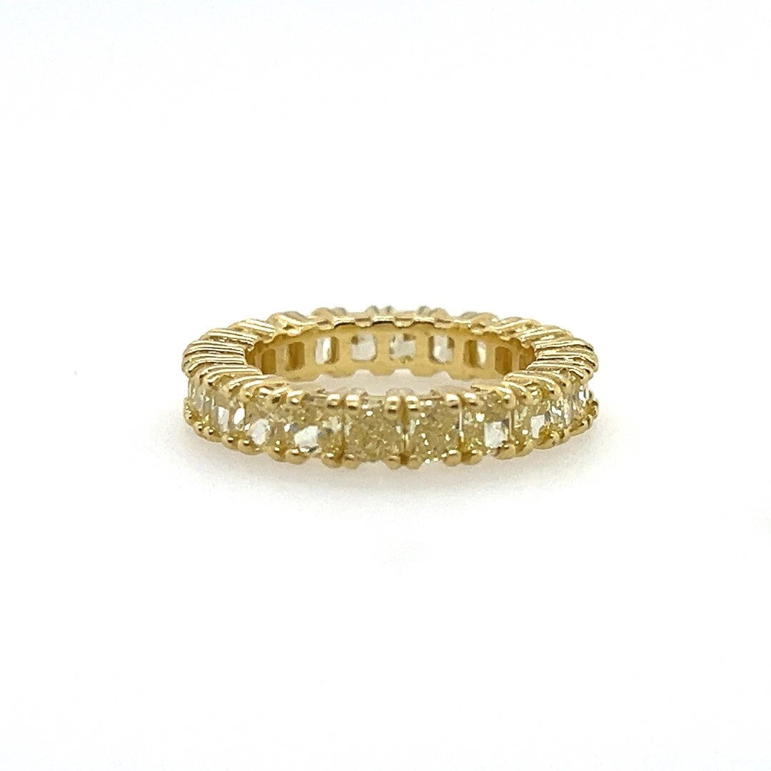 Modern Gold GIA Certified 3 Carat Fancy Intense Yellow Diamond Engagement Band