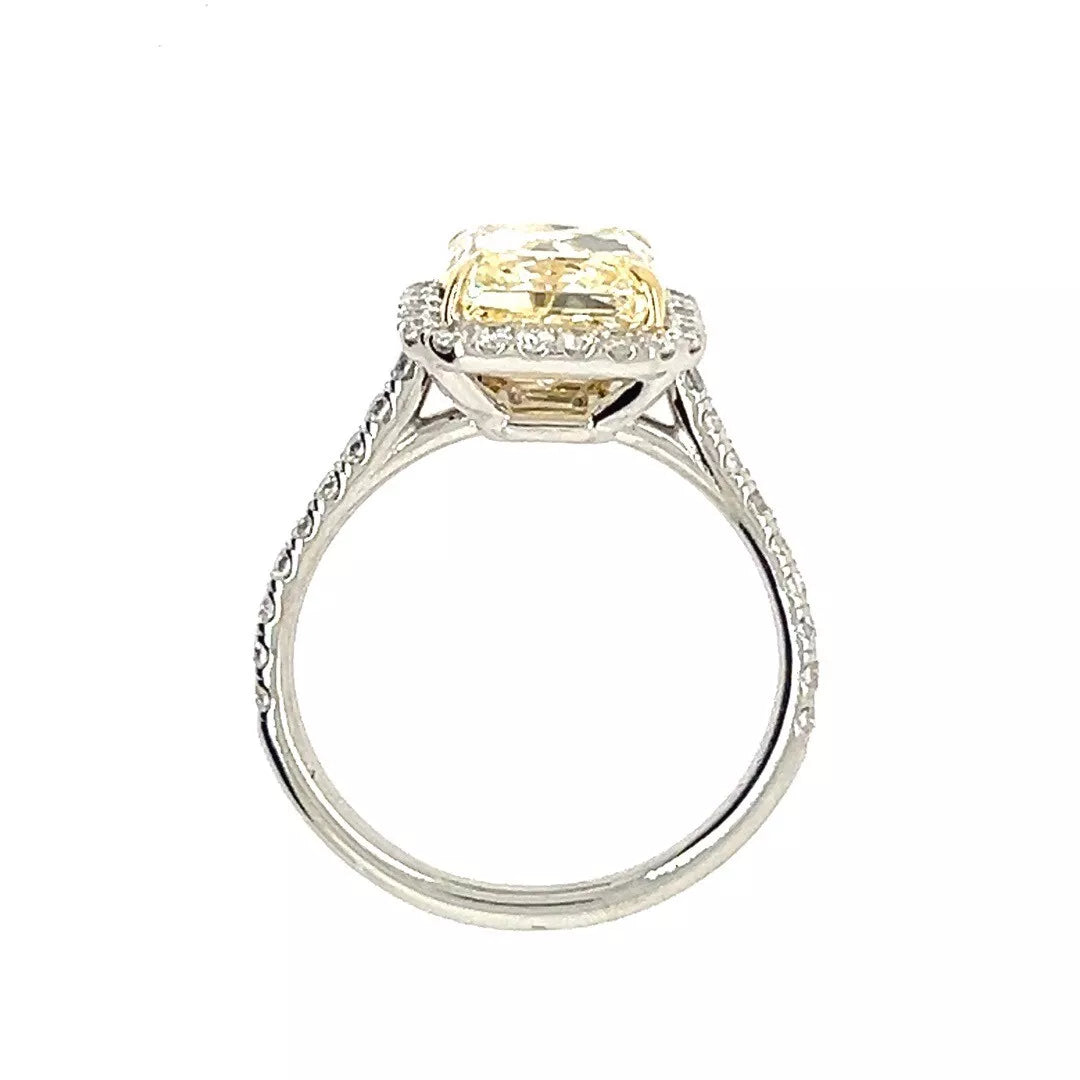 GIA Certified 3.61 Carat Natural YZ Light Yellow VS2 Diamond Plt Engagement Ring