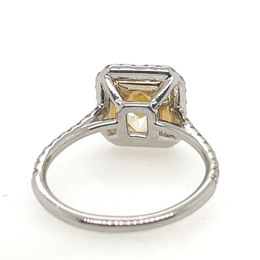 GIA Certified 3.61 Carat Natural YZ Light Yellow VS2 Diamond Plt Engagement Ring