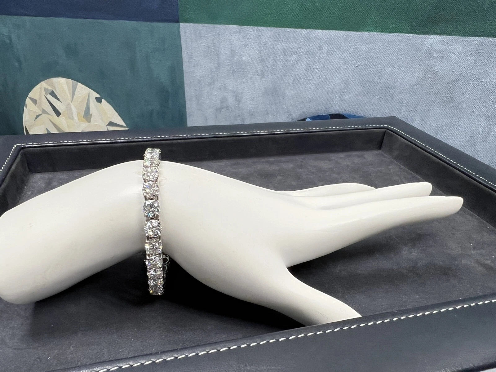 GIA Certified 21.22 carat Natural Round Brilliant E-F Diamond Tennis Bracelet