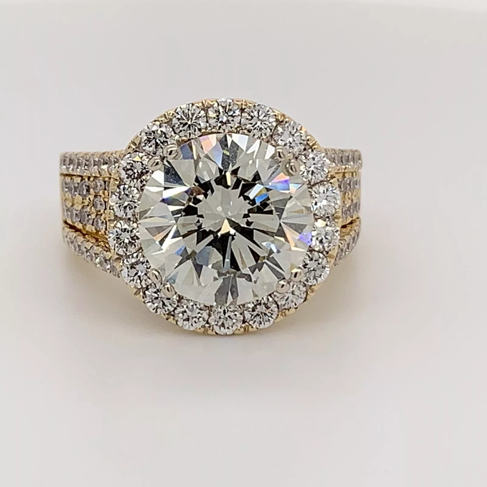 AGS Certified Natural Diamond 5.11 Carat K SI2 Gold Engagement Cocktail Ring