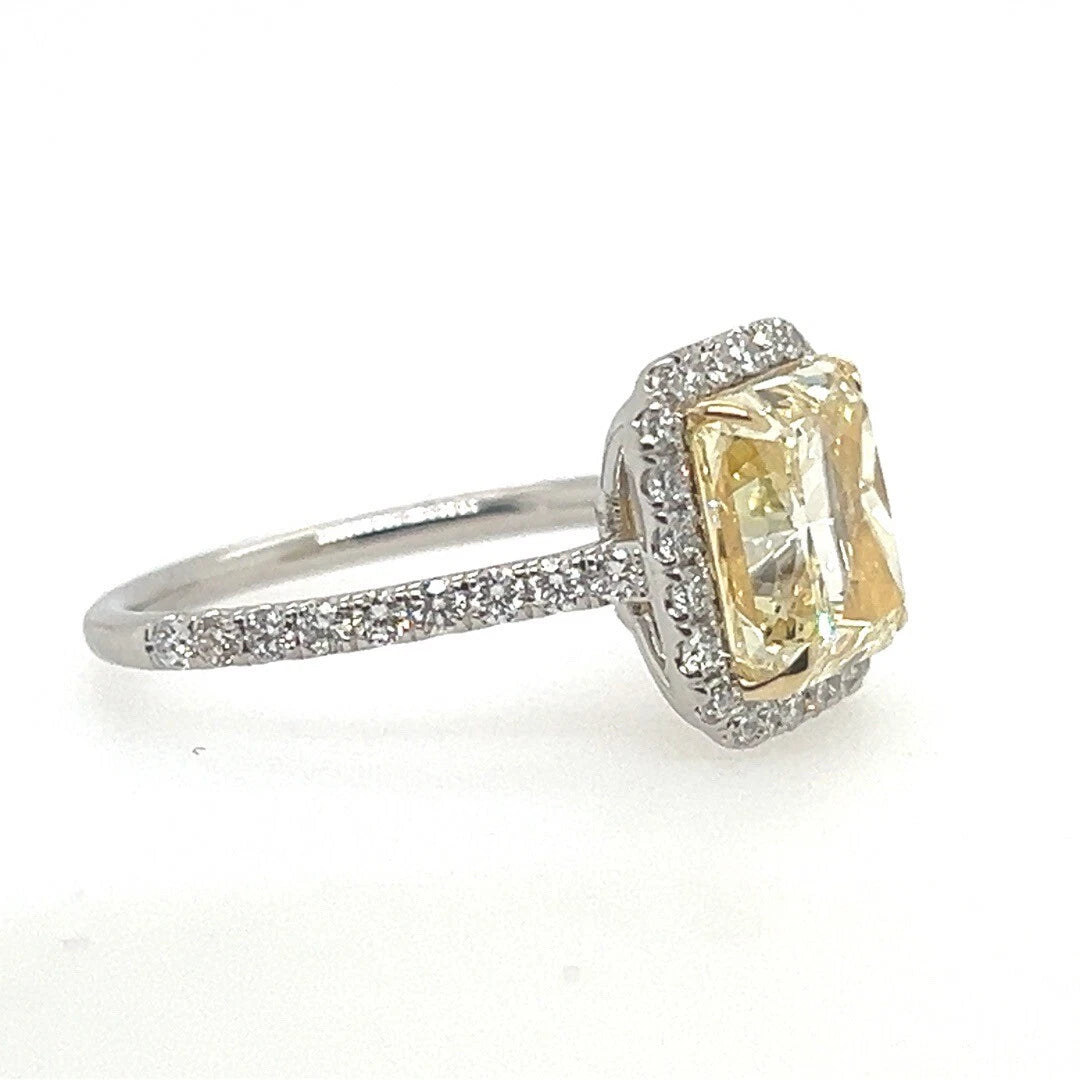 GIA Certified 3.61 Carat Natural YZ Light Yellow VS2 Diamond Plt Engagement Ring