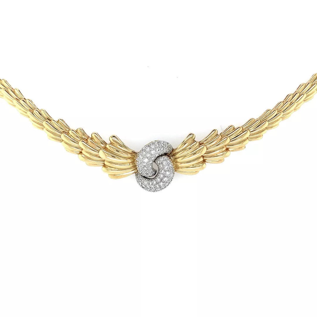 Art Nouveau Gold 1.05 Carat Natural Round Brilliant Diamond Necklace Circa 1960