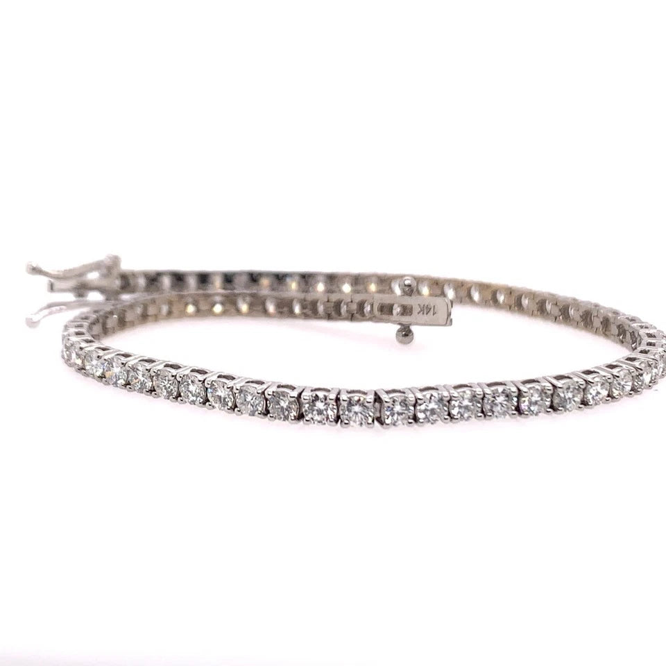 Modern Gold 3.50 Carat Natural Round Diamond Tennis Bracelet G Color VS-SI Gem
