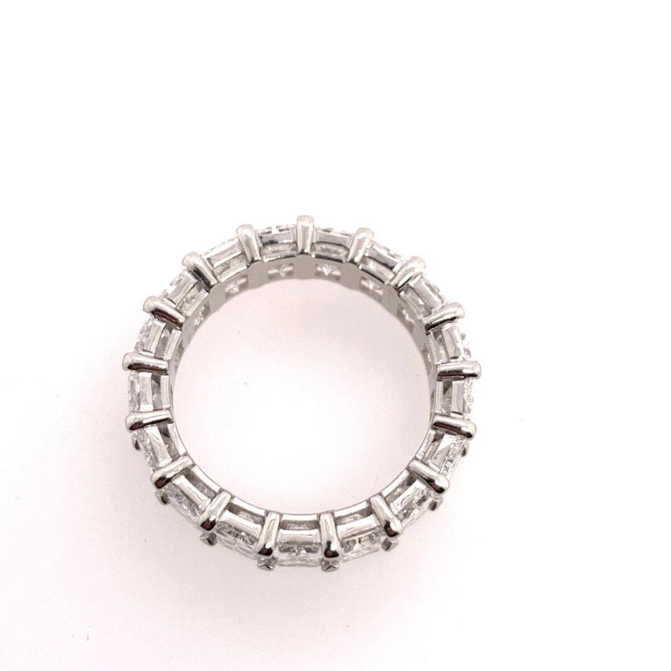 GIA Certified 8.12 Carat Platinum Radiant D-F VS+ Natural Diamond Eternity Band