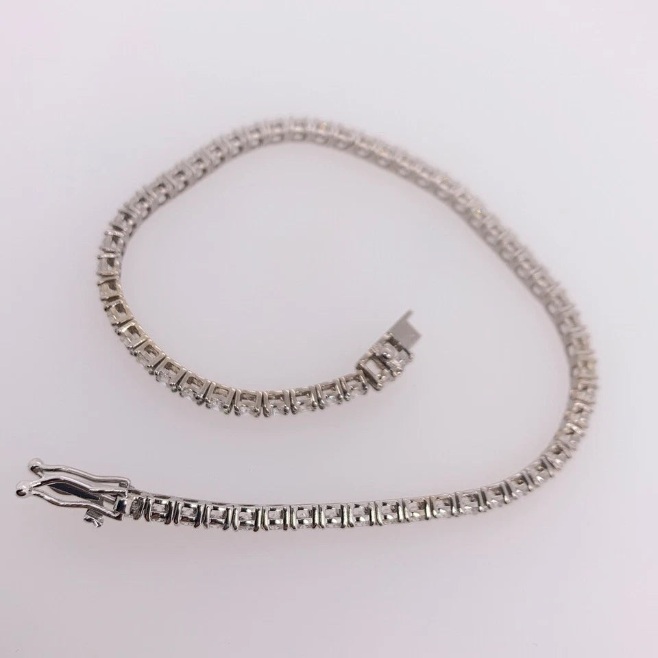 Modern Gold 3.50 Carat Natural Round Diamond Tennis Bracelet G Color VS-SI Gem