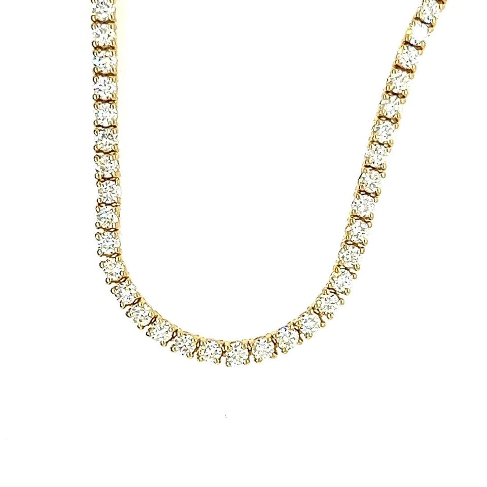Modern Gold 5.6 Carat Natural H Color VS Round Brilliant Diamond Tennis Necklace
