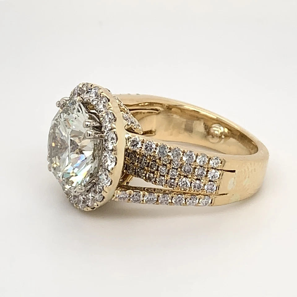 AGS Certified Natural Diamond 5.11 Carat K SI2 Gold Engagement Cocktail Ring